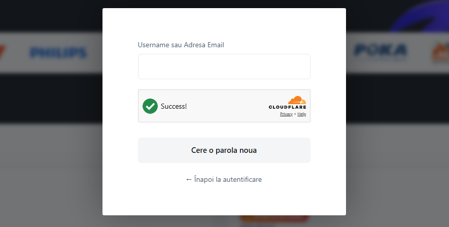 Formularul de resetare parolă cu câmpul de e-mail