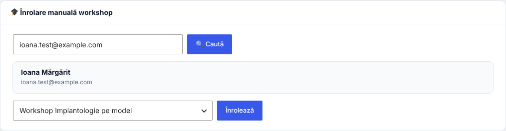 Înrolare manuală pentru Ioana Mărgărit: două workshopuri DEJA ÎNSCRIS și unul disponibil