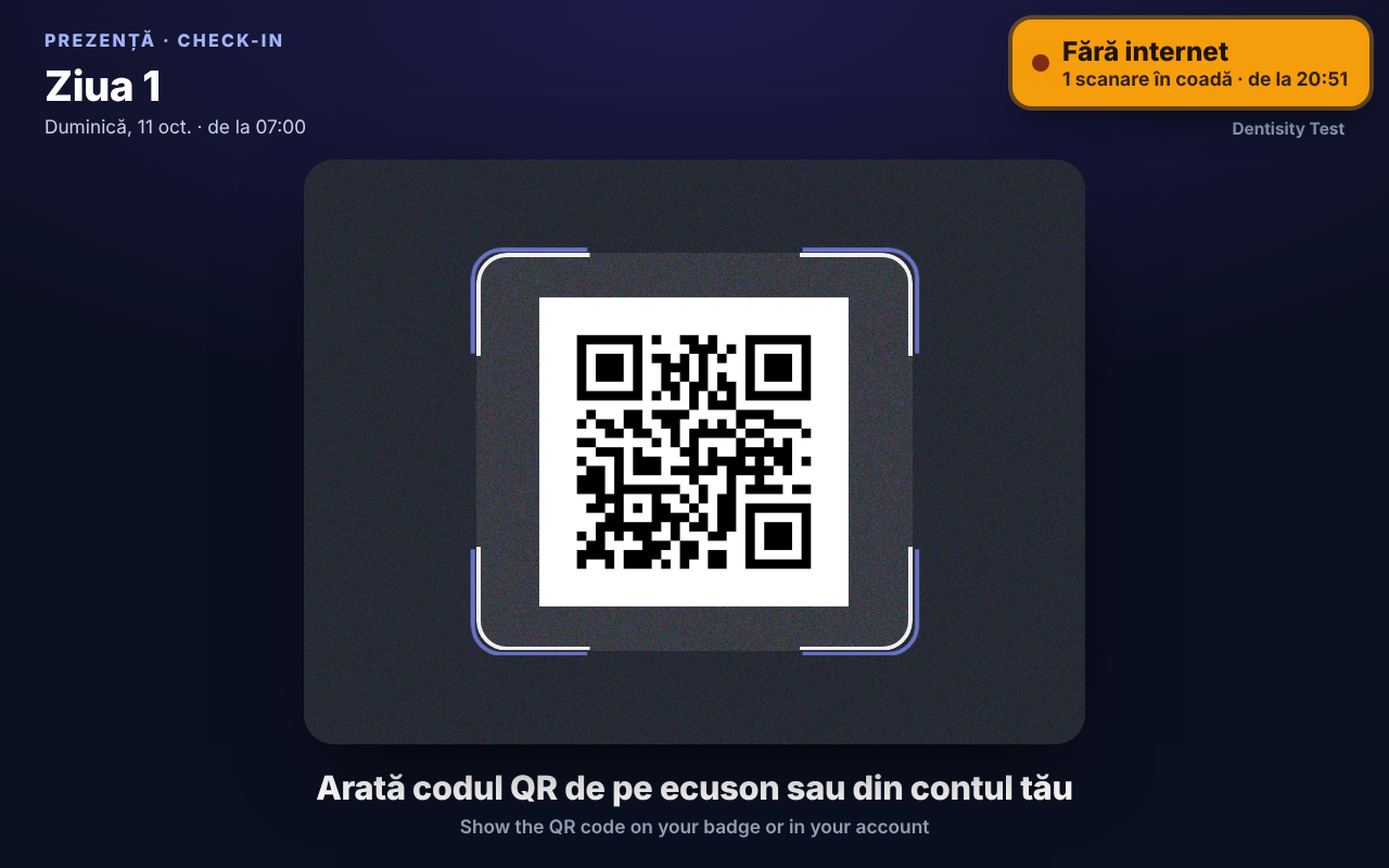 Chioșcul cu indicatorul portocaliu din dreapta sus: Fără internet, 1 scanare în coadă de la 20:48
