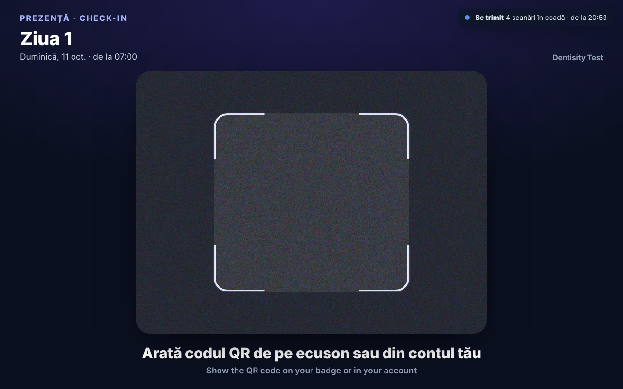 Chioșcul online, cu indicatorul mic din dreapta sus: punct albastru, Se trimit 4 scanări în coadă · de la 20:53