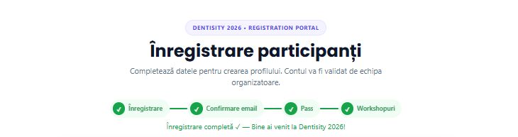 Bara de pași a înregistrării cu toate etapele