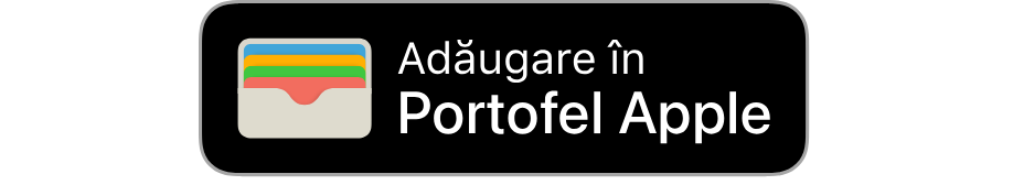 Butonul oficial Adăugare în Portofel Apple, afișat pe iPhone