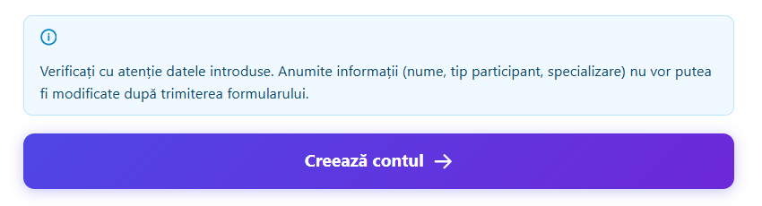 Notificarea de avertizare pre-trimitere afișată deasupra butonului de confirmare